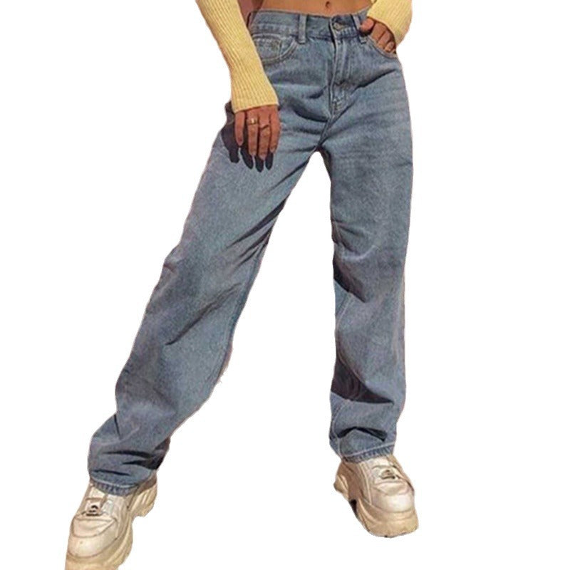 Women's wide High-Waist Jeans with a casual cut and fashionable accents Lune London