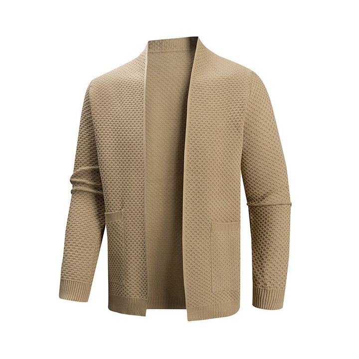Men's knitted jacket with a modern texture pattern and practical pockets Lune London