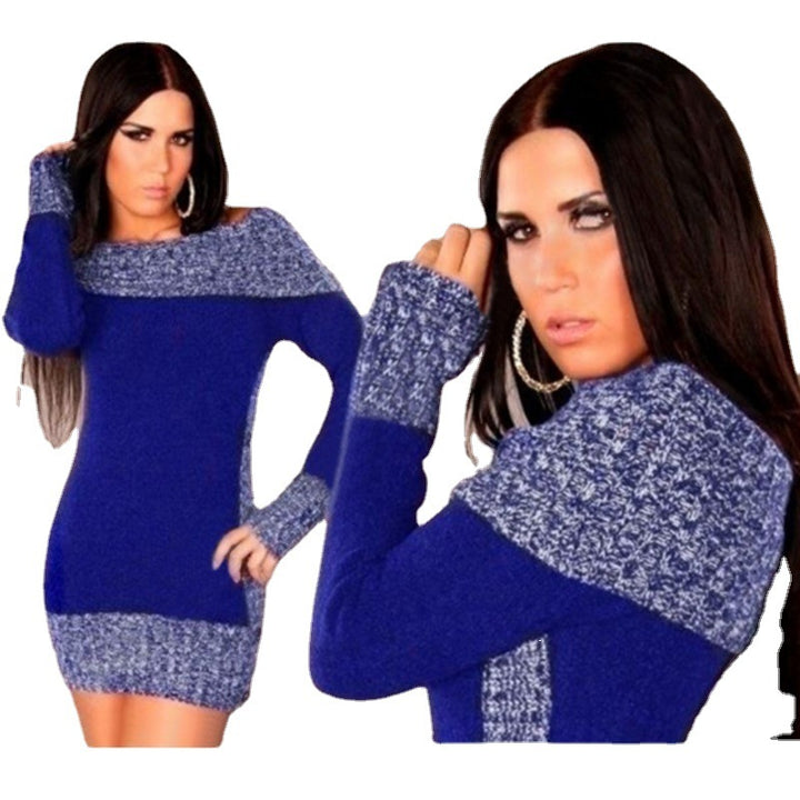 Robe tricotée pour femmes avec encolure asymétrique dégagée sur une épaule Chic & Stil