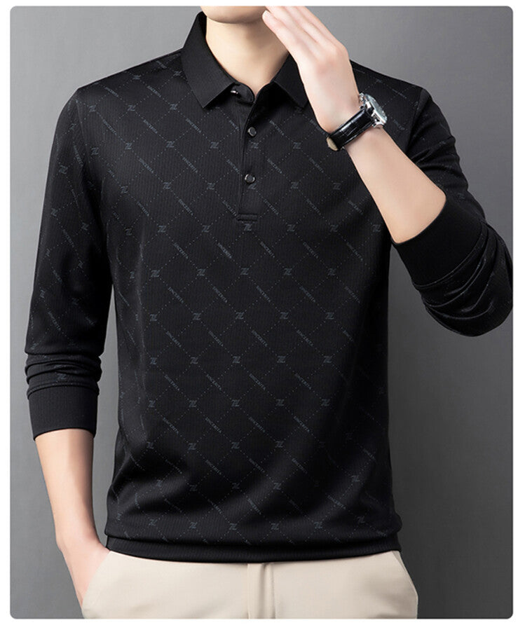 Men's Long Sleeve Polo with an innovative pattern and breathable properties Lune London