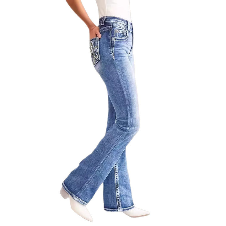 Women's Flared Jeans in Vintage Style with High-Grade Detail and Refined Embroidery Lune London