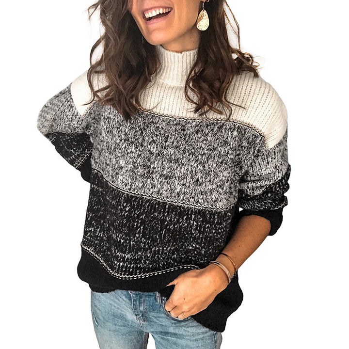 Pull femme en design moderne à structure avec col haut Lune London