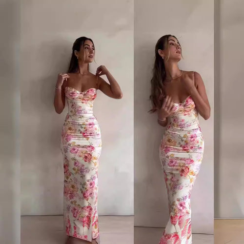 Chic Floral Bodycon Maxi Dress Women