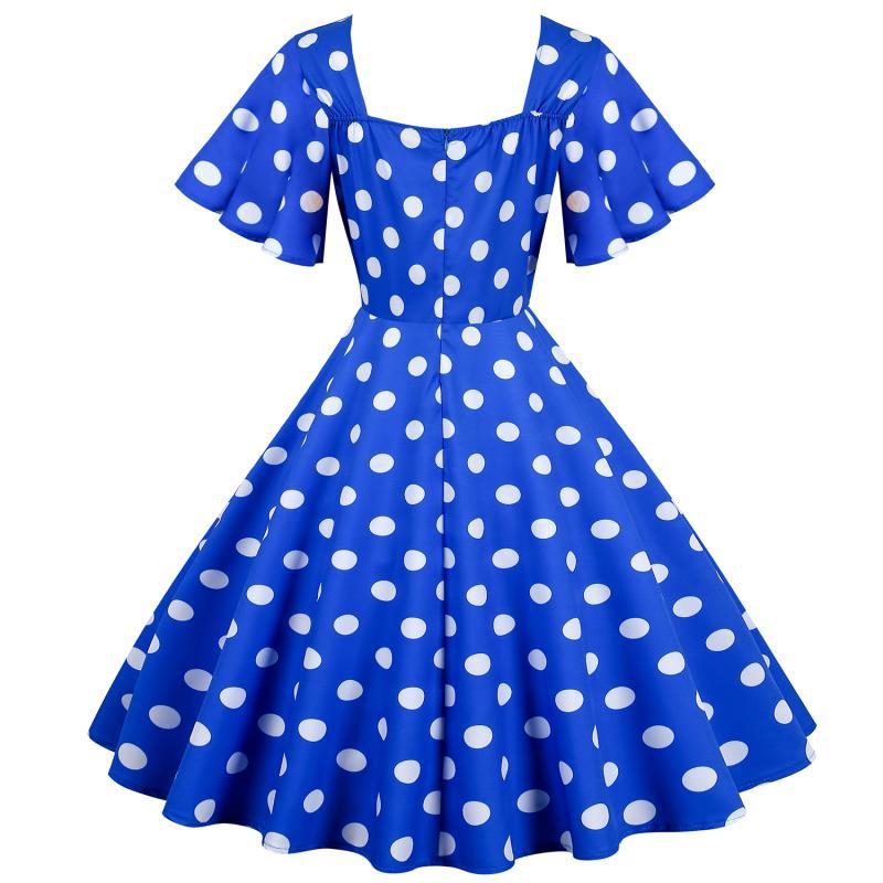 Robe Rockabilly pour femmes avec un motif amusant à pois et un ourlet flottant Chic & Stil