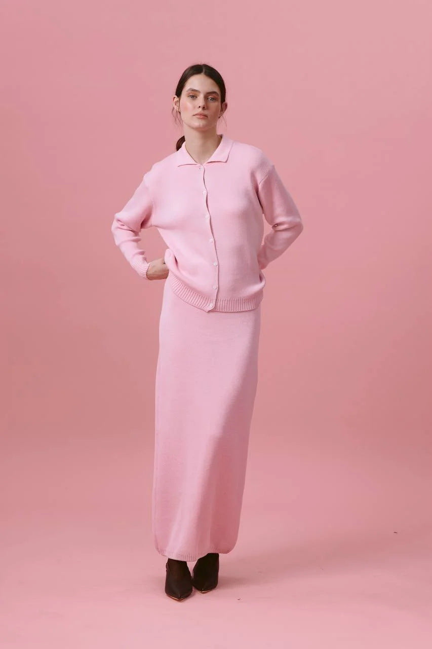 Knit jacket for women with polo collar and button closure Lune London