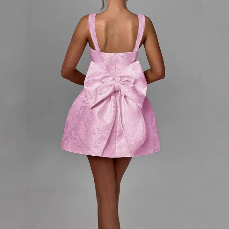 A-line dress for women with floral jacquard pattern and thin straps Lune London