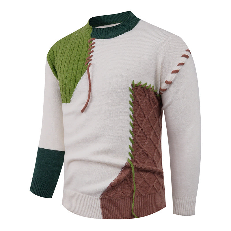 Fashion knit sweater for men with asymmetric twisted pattern Lune London