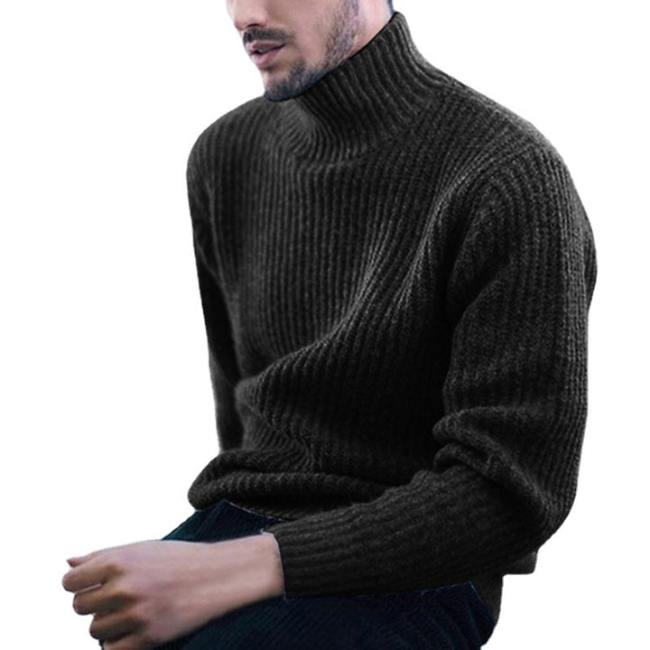Knitted sweater for men with high collar and fine relief pattern Lune London
