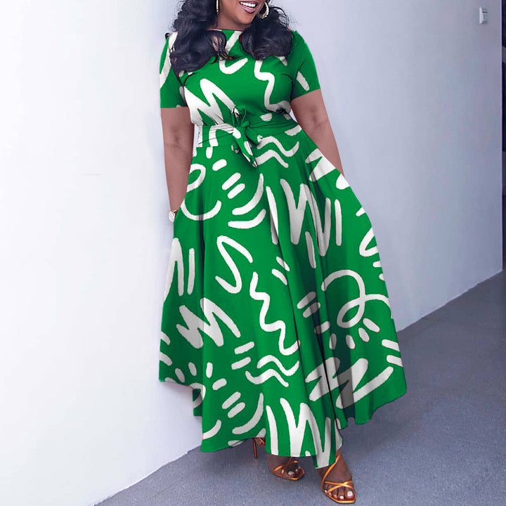 Maxi dress for women with a vivid graphic design and elegant sleeves Lune London