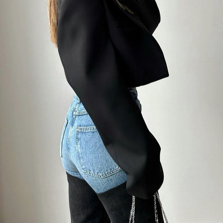 Women High-Waist Jeans with Asymmetric Design Lune London