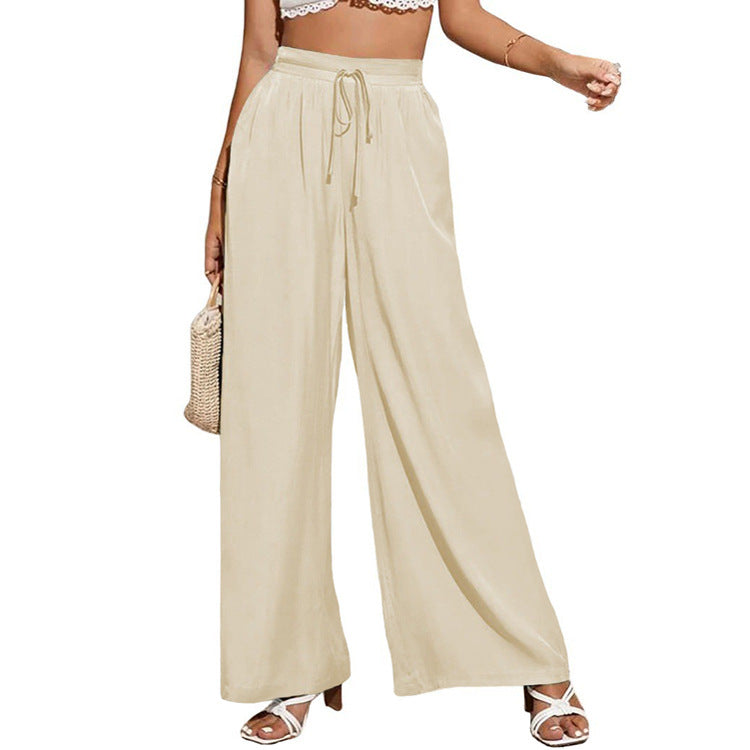 Wide palazzo pants for women with elastic waistband Lune London