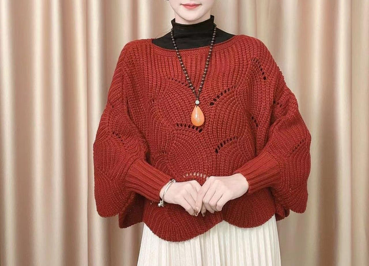 Pull en tricot aéré pour femme avec motif de trous Chic & Stil