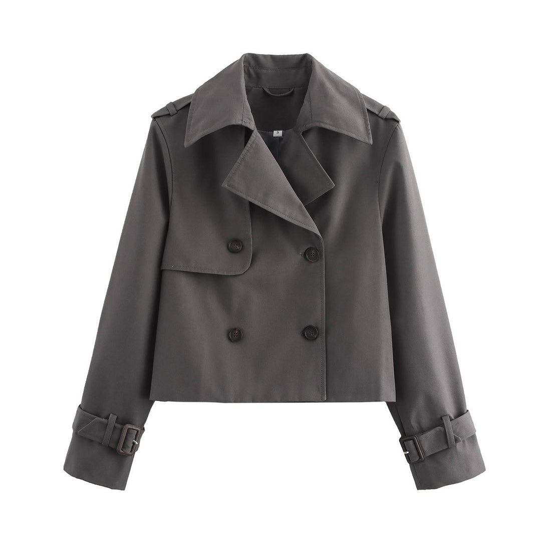 Veste de transition cropped à la mode pour femmes avec large col Chic & Stil