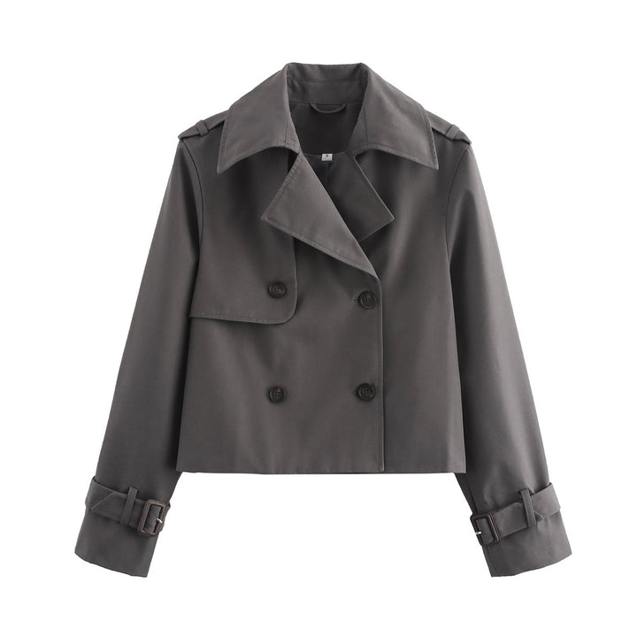 Veste de transition cropped à la mode pour femmes avec large col Chic & Stil