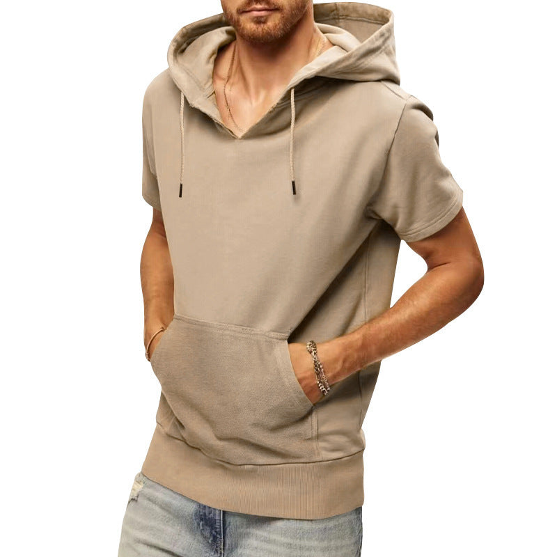 Men's Short Sleeve Hoodie with Practical Kangaroo Pocket Lune London