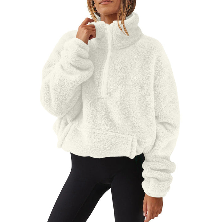 Ladies Cozy Fleece Sweater with High Collar and Zip Lune London