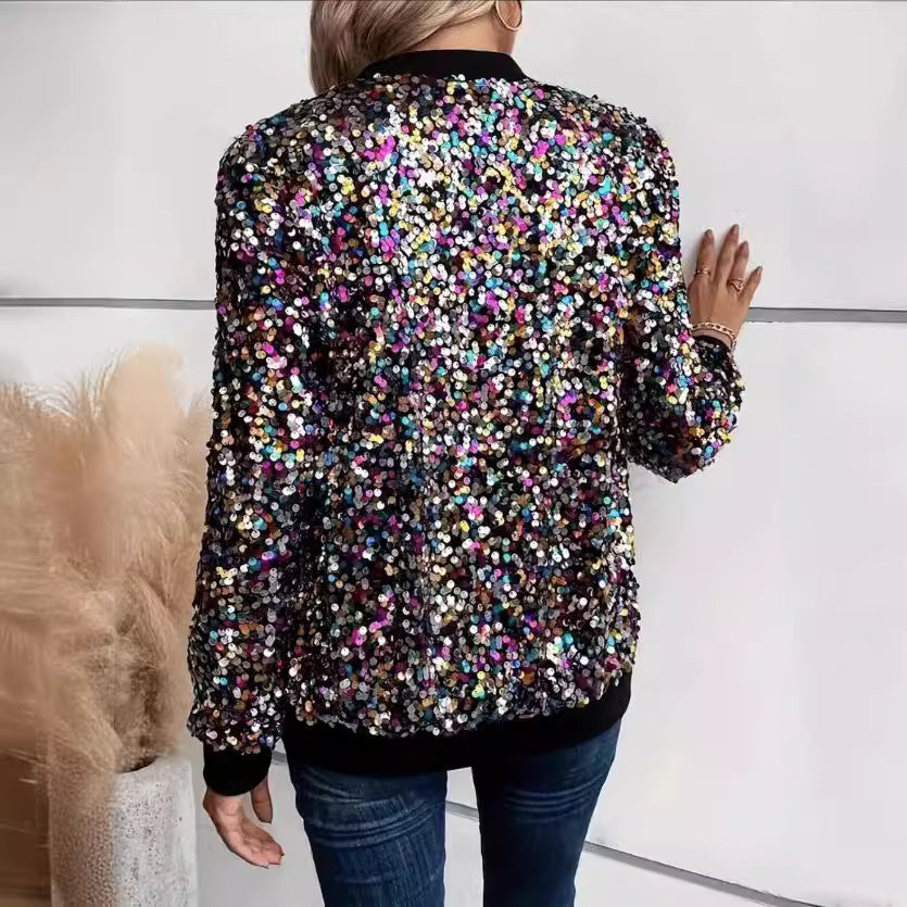 Ladies functional jacket with glittering sequin design and comfortable cuffs Lune London