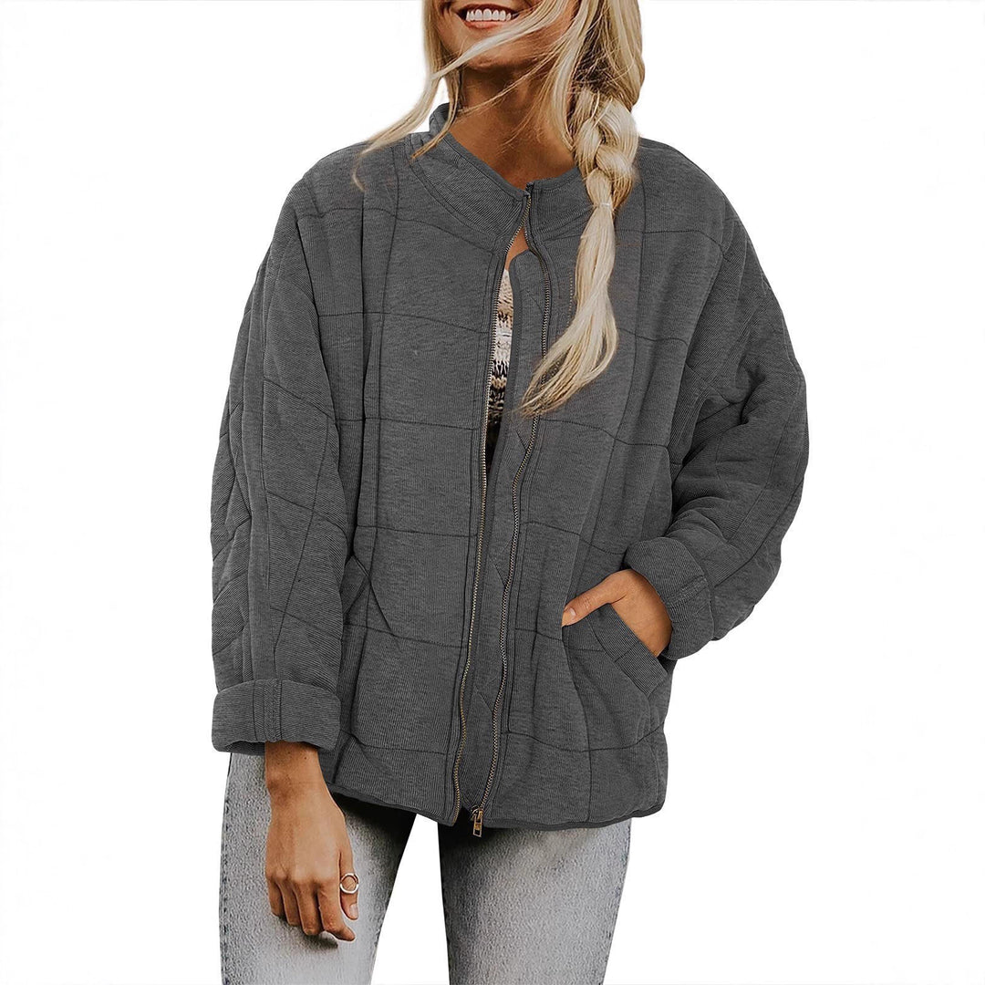 Quilted jacket for women with high collar and practical pocket Lune London