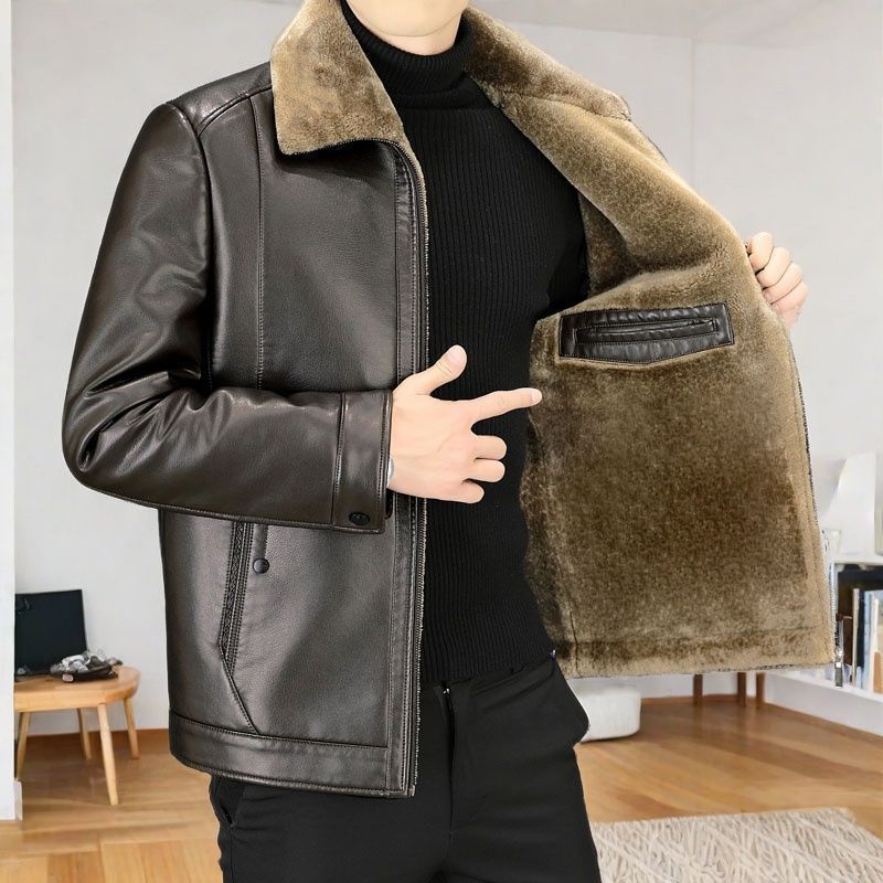 Trendy leather jacket for men with plush lining Lune London