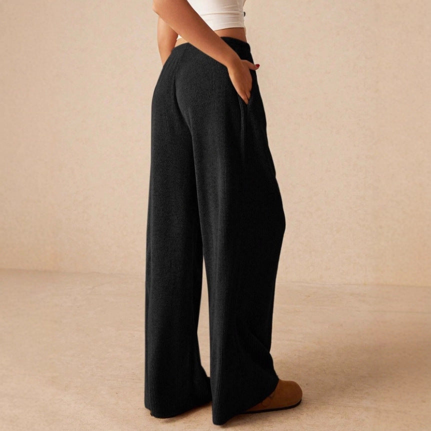 Wide ribbed trousers with drawstring Lune London