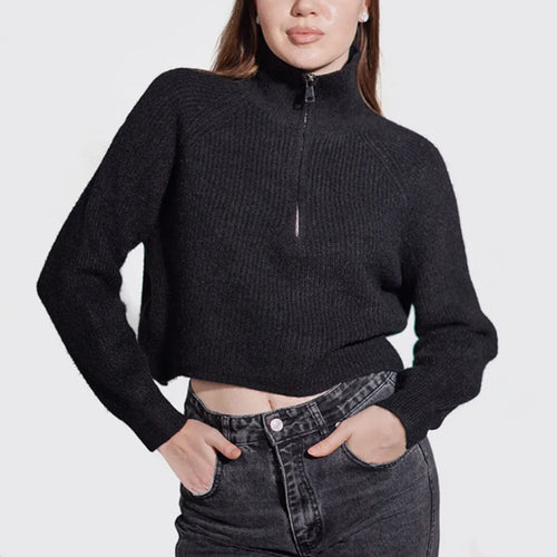 Women's sweater with high collar and zip Lune London