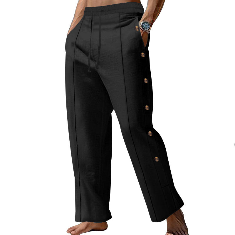 Casual beach pants for men with side snap buttons and elastic waist Lune London