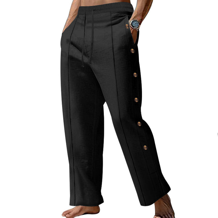 Casual beach pants for men with side snap buttons and elastic waist Lune London