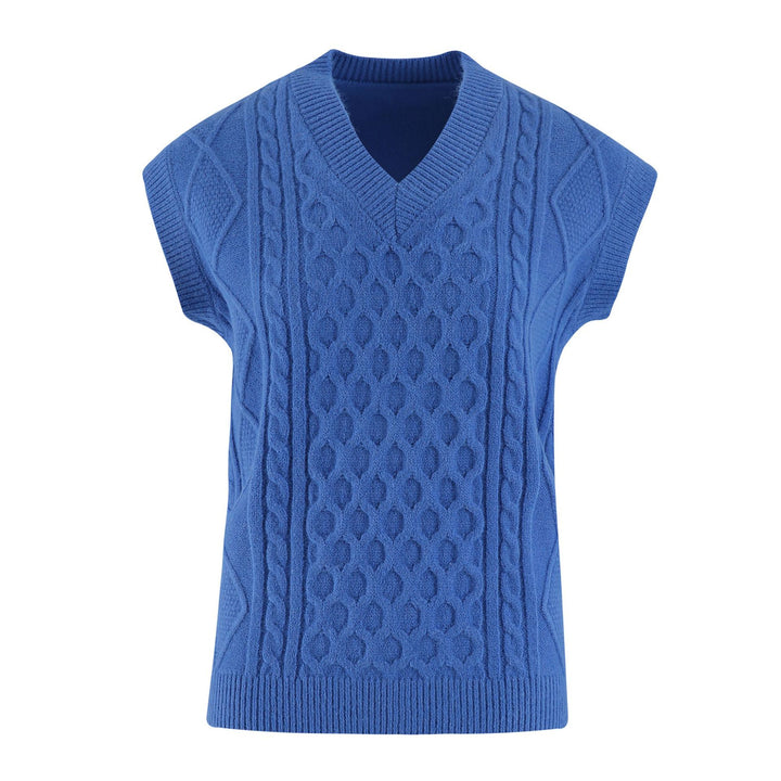 Knitted women’s vest with V-neck and cable pattern Lune London