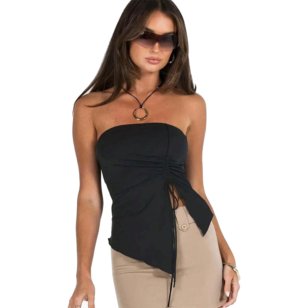Top à volants pour femmes avec liens sur le côté et coupe asymétrique Chic & Stil