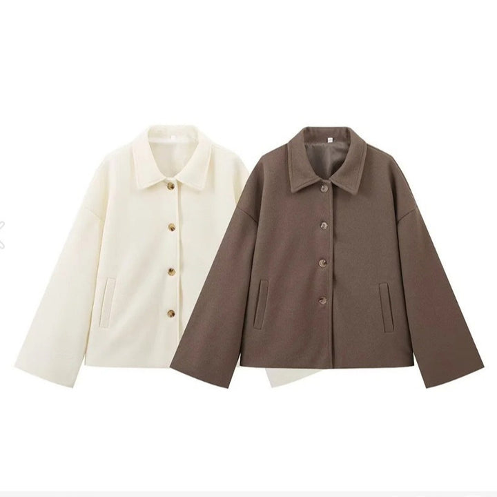Chic jacket for ladies in soft fabric with button closure and pockets Lune London