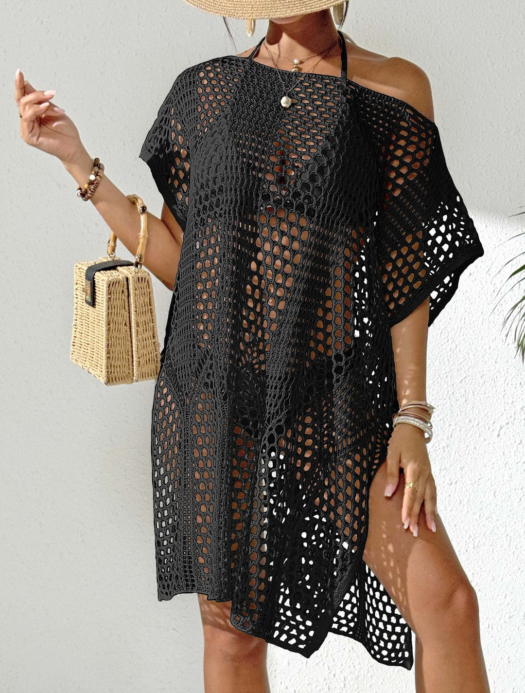 Ladies Elegant Open-Knit Swimsuit-Sarong Chic Tunic and Style