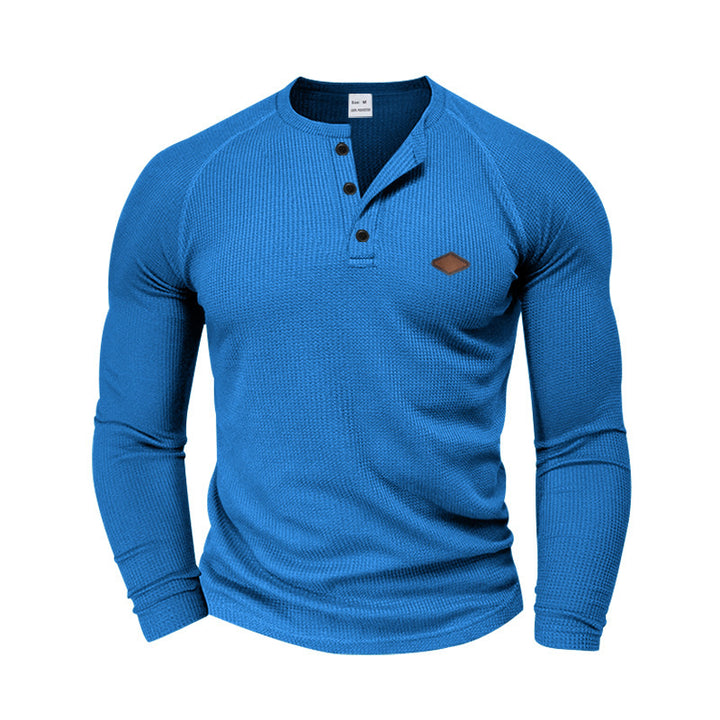 Long sleeve shirt for men in textured fabric with practical buttons Lune London