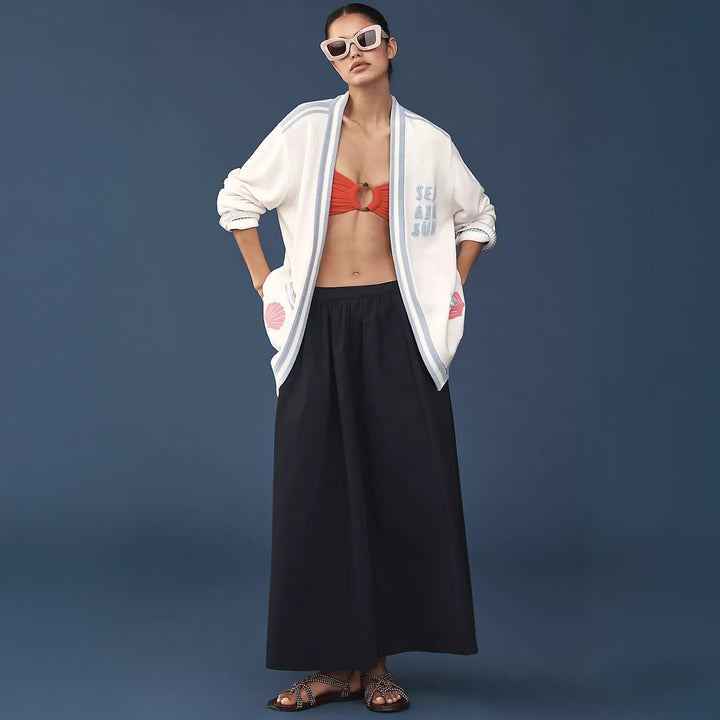 Knit jacket for women with marine patterns and relaxed fit Lune London
