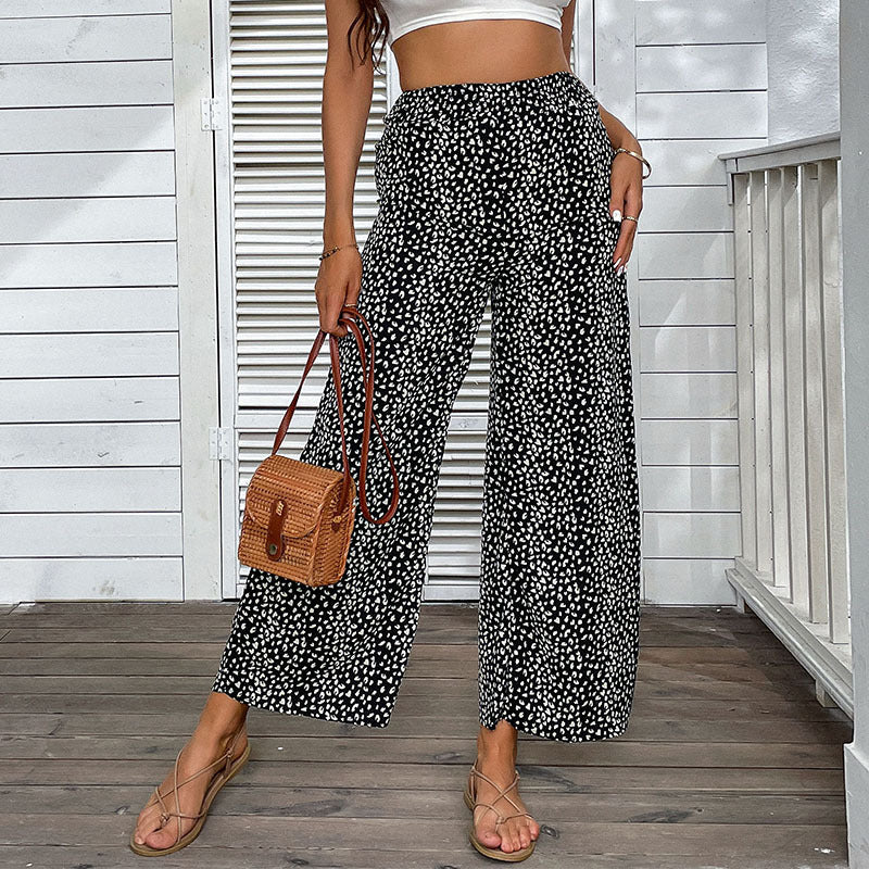 Women Wide Leg Pants Animal Print Lune London