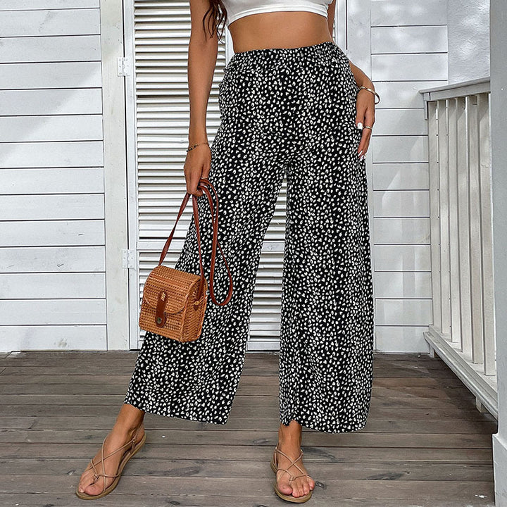 Women Wide Leg Pants Animal Print Lune London