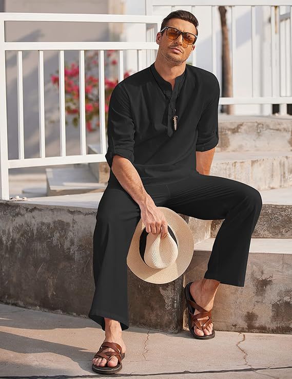 Light beach pants for men and stylish long sleeve shirt Lune London