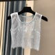 Lune London | Sexy Mesh Flash Diamond Fishnet Vest Nightclub Perspective Hot Girl T-Shirt Top