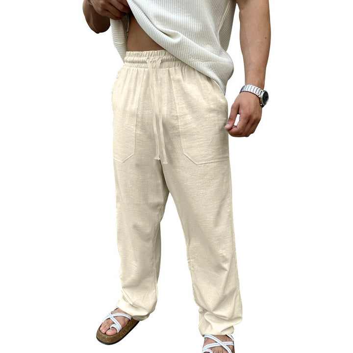 Men's casual linen pants with elastic waistband and practical side pockets Lune London