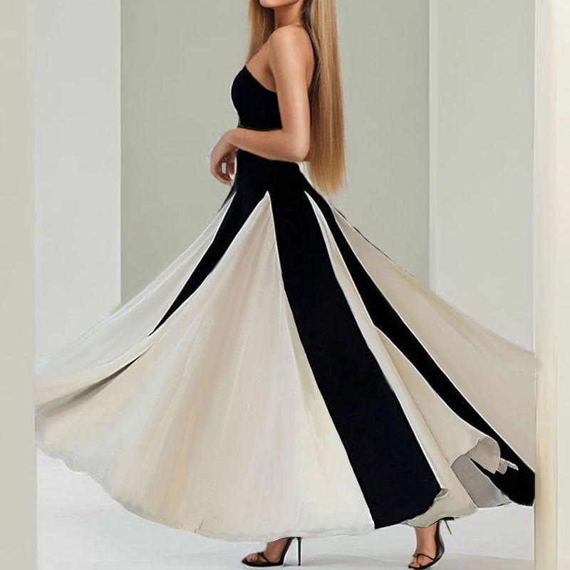 Robe de soirée élégante pour femmes avec encolure en cœur et inserts verticaux Chic & Stil
