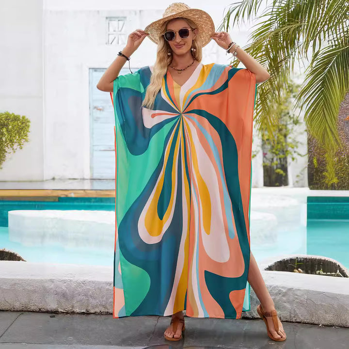 Lune London Women's Bright Patterned Kaftan Dress