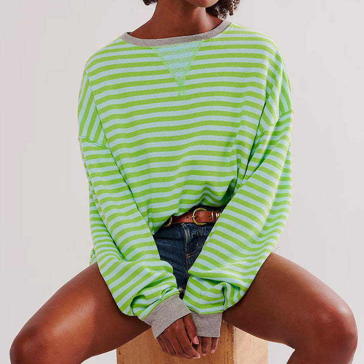 Casual sweatshirt for women with colorful striped pattern and comfortable fit Lune London