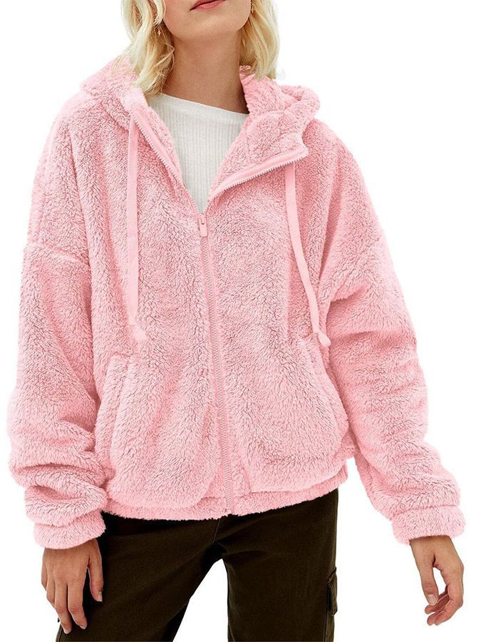 Lune London | Women's Fluffy Plush Jacket with Hood and Front Zip