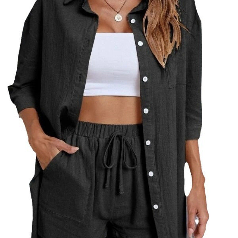 Women Short Sleeve Shirt and Comfortable Pants Set Lune London