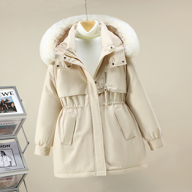 Functional winter jacket for women with removable hood and faux fur trim Lune London