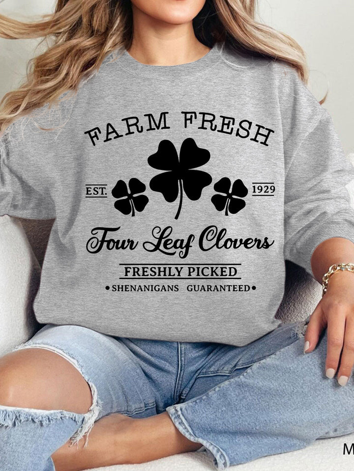 Sweat-shirt de loisirs pour femmes avec motif de trèfle inspiré du vintage et coupe confortable Chic & Stil