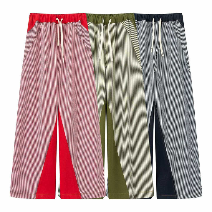 Women's wide trousers with elastic waistband and stylish stripe pattern Lune London