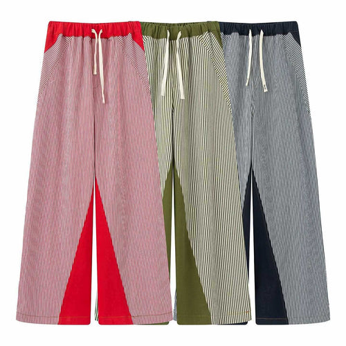 Women's wide trousers with elastic waistband and stylish stripe pattern Lune London