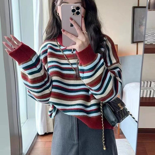 Striped knit sweater for women with a loose fit and modern details Lune London