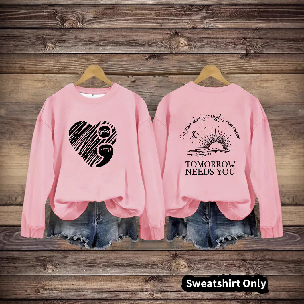 Sweatshirt femme avec impression inspirante et grand motif de coeur Chic & Stil