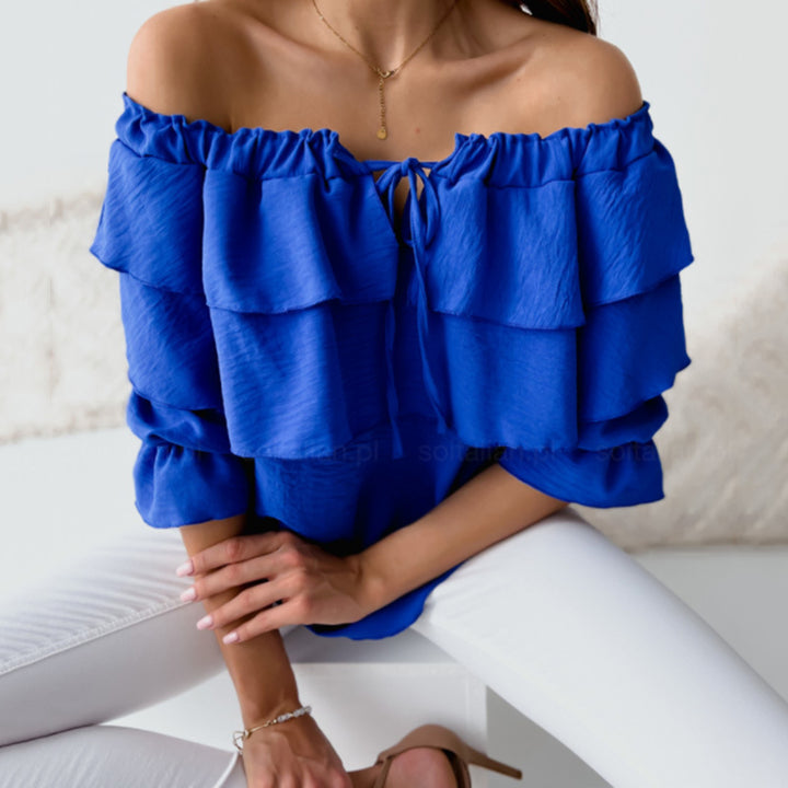 Women Off-Shoulder Blouse with Chic Ruffle Design and Style